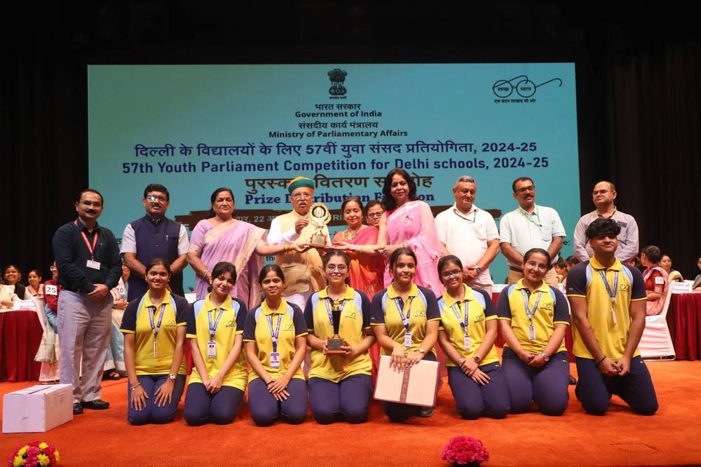 Bharti Public School, Swasthya Vihar Shines at the 57th Youth Parliament Competition Image